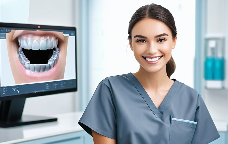 치과위생사 취업 필수 조건 - **Prompt 1: Dedicated Dental Assistant in Training**
    "A female dental assistant, appearing to be...