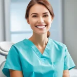치과위생사 환자 상담 성공 사례 - **Prompt: Empowering Trust in Dental Care**
"A female dental hygienist, in her late 30s, with a ...