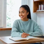 치과위생사 국가고시 준비 방법 - **A Diligent Dental Assistant Student's Study Nook**
"A candid, realistic photograph of a young ...