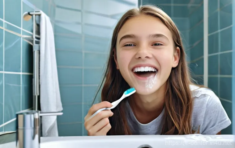 치과위생사 교정환자 관리 방법 - **Prompt 1: The Diligent Orthodontic Care Routine**
"A candid, slightly overhead shot of a 16-ye...