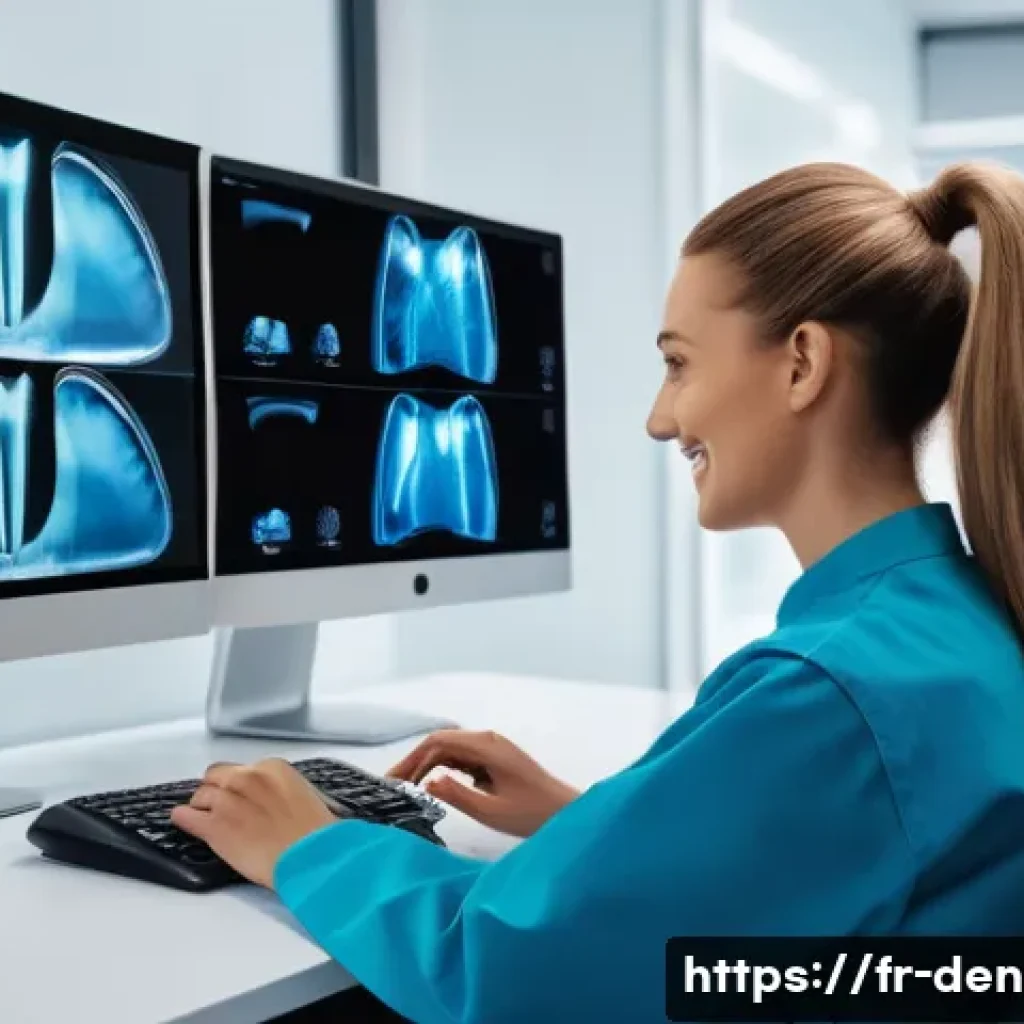 치과위생사 미래 기술 변화 대응법 - A modern dental hygienist office in a French urban setting, featuring a professional female hygienis...