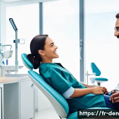 Home 32 치과위생사로 일하며 겪은 실수들 - A modern dental clinic scene showing a diverse dentist attentively listening and actively engaging w...