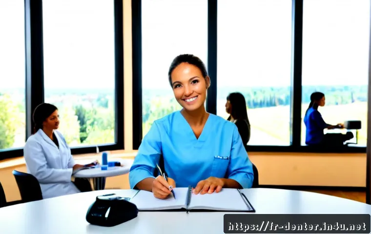 Home 17 치과위생사 세미나 추천 - Photorealistic dental hygiene professional seminar in a modern French conference center, diverse adu...